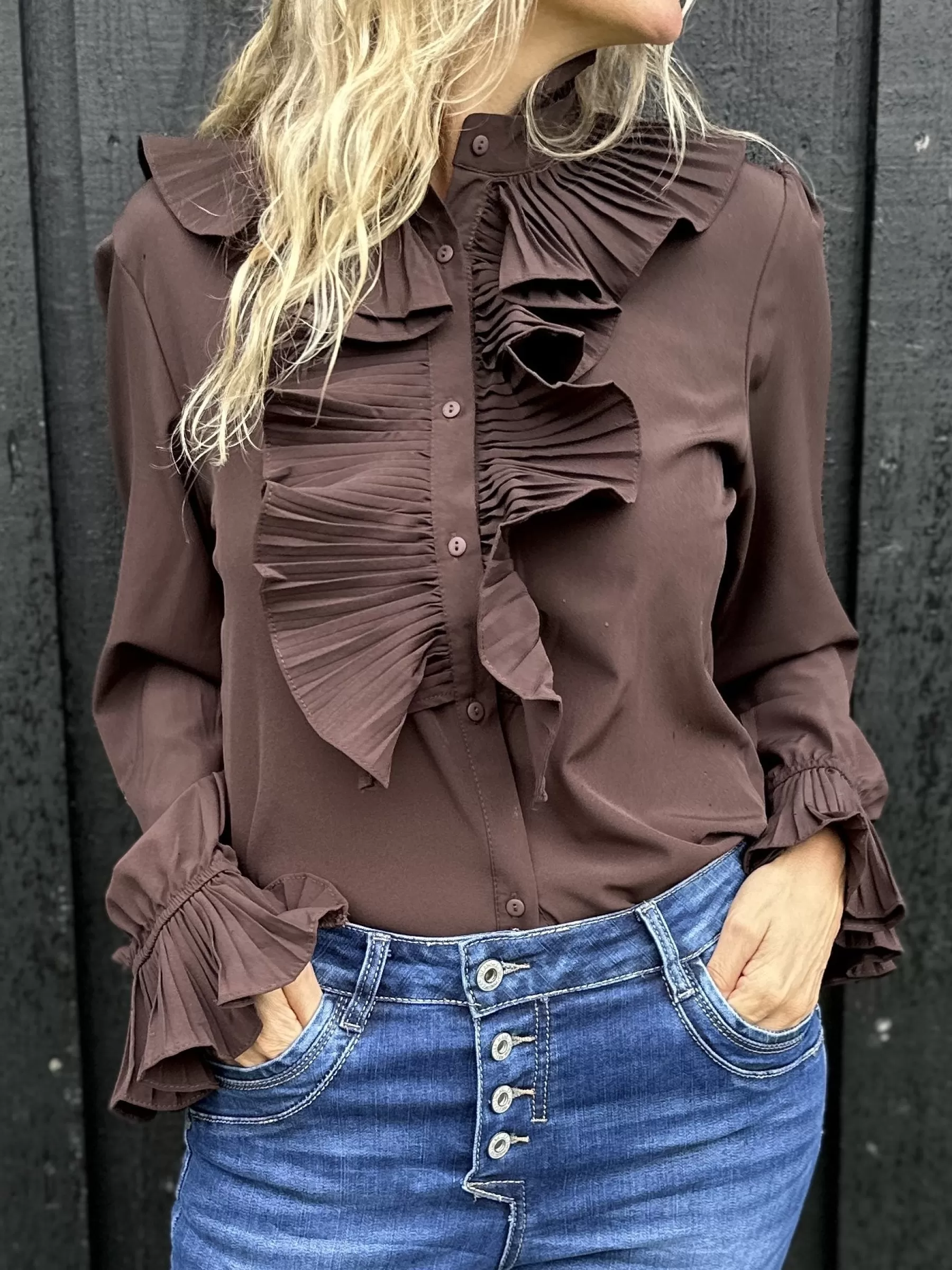 Skjorter<Gown Vigga Flaeseskjorte Brown Chocolate
